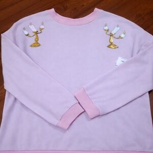 New Disney Parks  Lumiere Sequin Sweatshirt Beauty and the Beast Shirt Medium